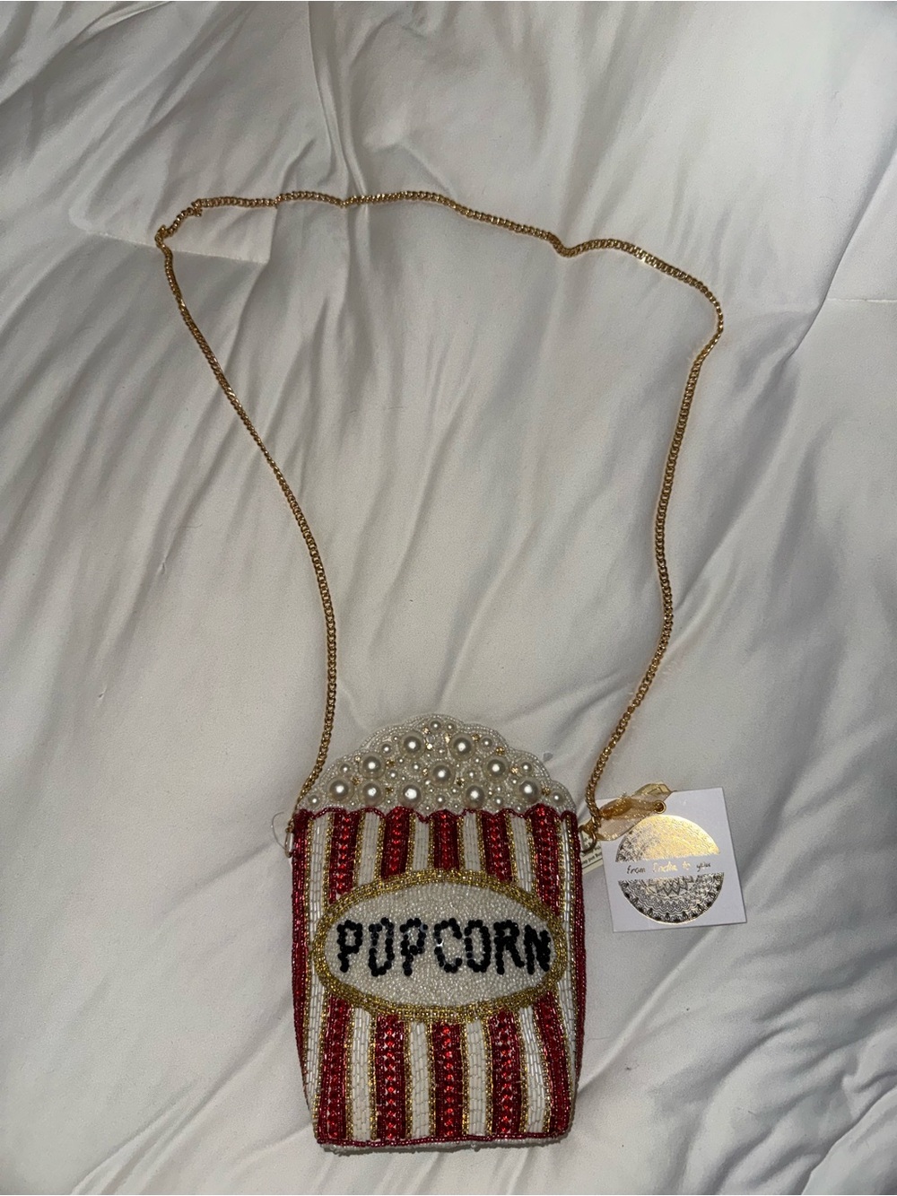 Popcorn Beaded Crossbody Bag Handmade in India New with Tags